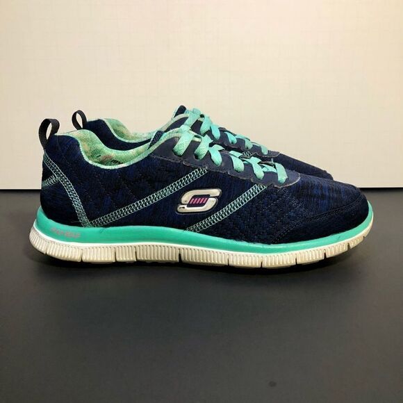 Womens SKECHERS Flex Appeal Blue Running Shoes / Size 7 - Picture 2 of 10